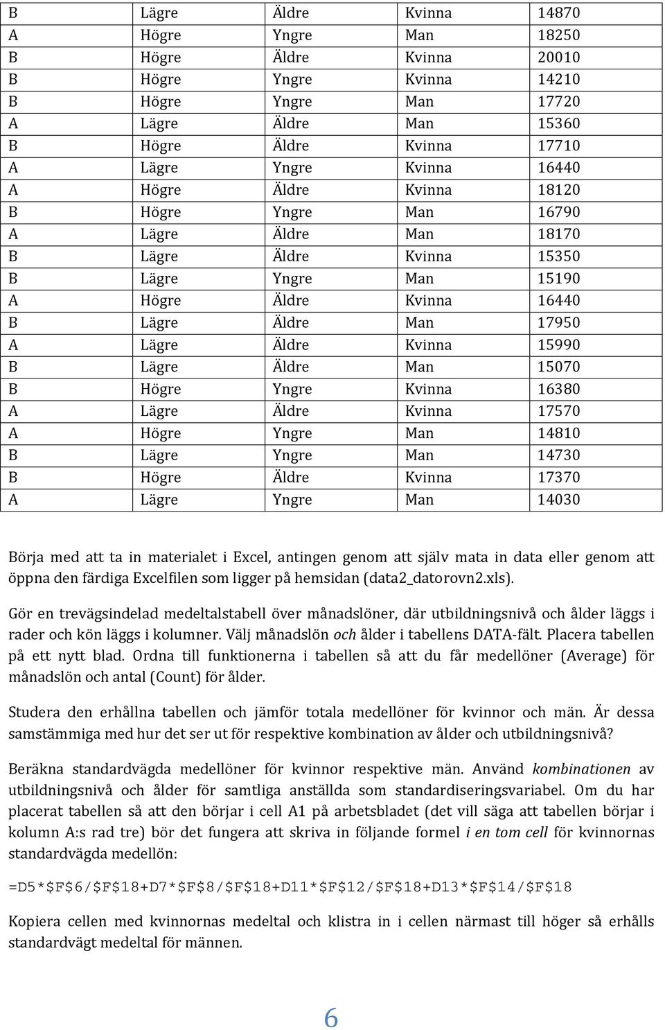 Äldre Kvinna 15990 B Lägre Äldre Man 15070 B Högre Yngre Kvinna 16380 A Lägre Äldre Kvinna 17570 A Högre Yngre Man 14810 B Lägre Yngre Man 14730 B Högre Äldre Kvinna 17370 A Lägre Yngre Man 14030