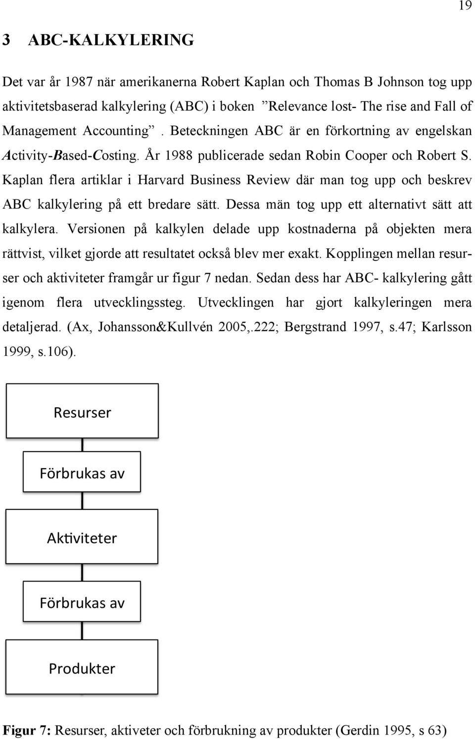 Kaplan flera artiklar i Harvard Business Review där man tog upp och beskrev ABC kalkylering på ett bredare sätt. Dessa män tog upp ett alternativt sätt att kalkylera.