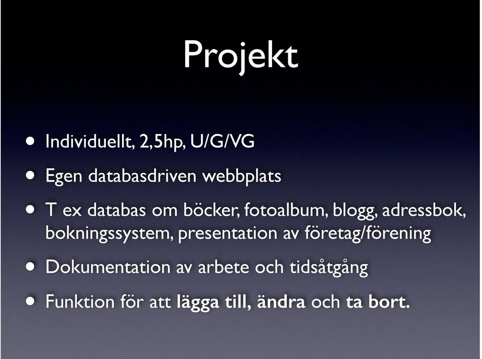 bokningssystem, presentation av företag/förening Dokumentation