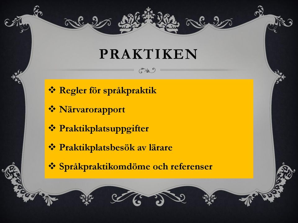 Praktikplatsuppgifter