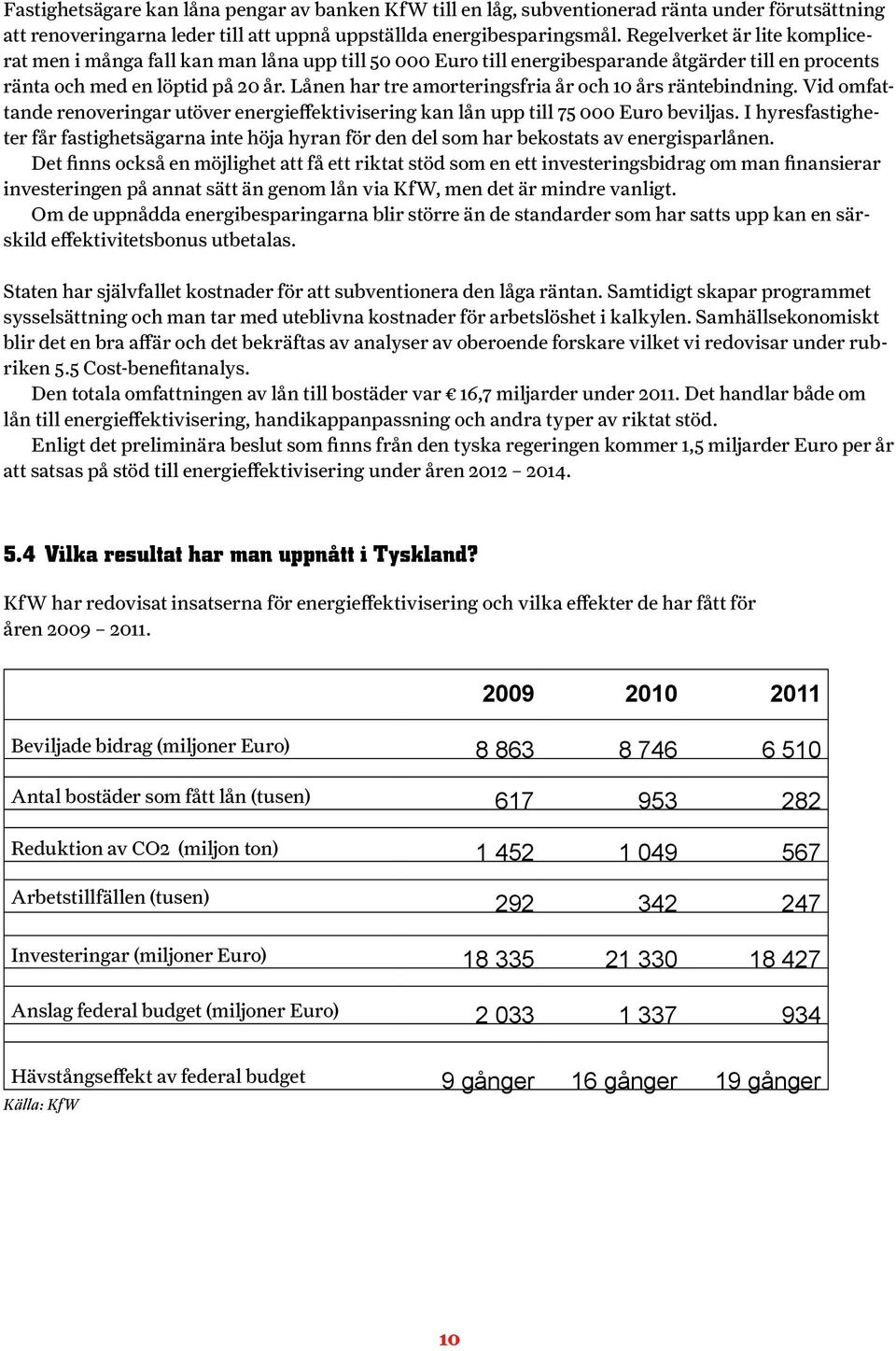 Lånen har tre amorteringsfria år och 10 års räntebindning. Vid omfattande renoveringar utöver energieffektivisering kan lån upp till 75 000 Euro beviljas.