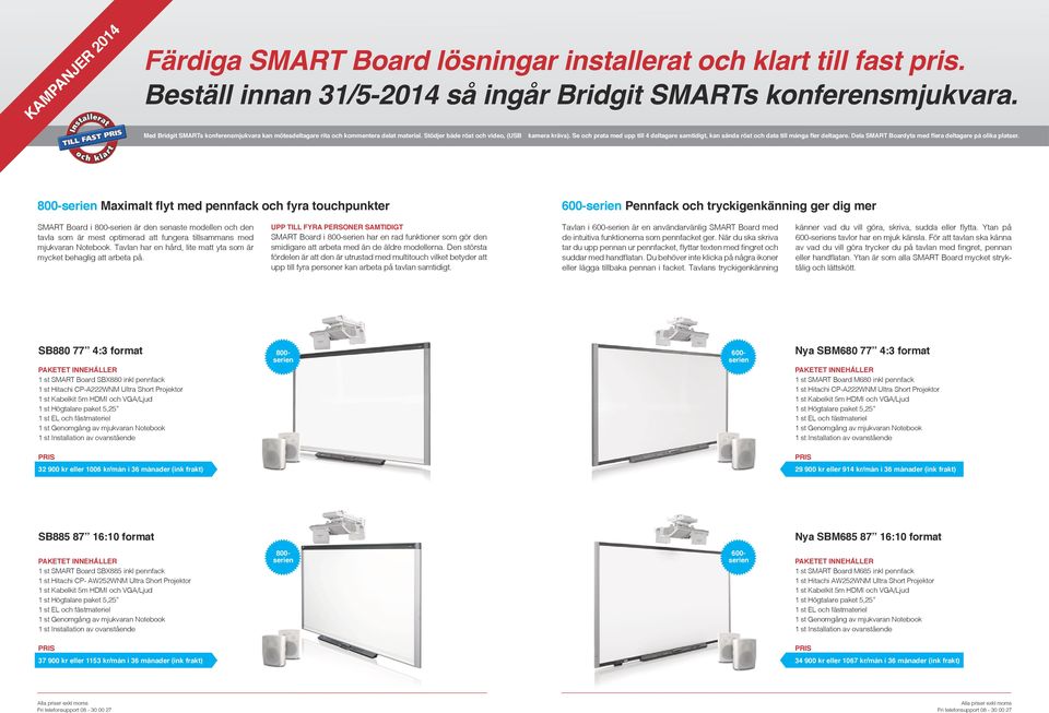 Se och prata med upp till 4 deltagare samtidigt, kan sända röst och data till många fler deltagare. Dela SMART Boardyta med flera deltagare på olika platser.