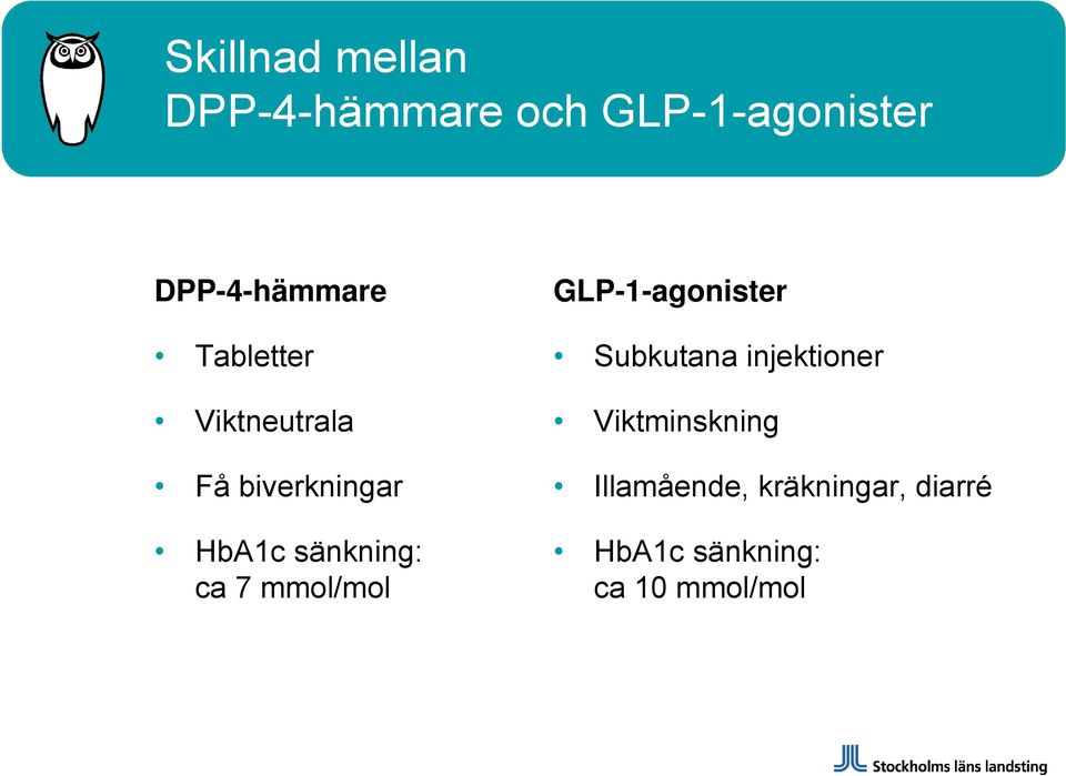 sänkning: ca 7 mmol/mol GLP-1-agonister Subkutana injektioner