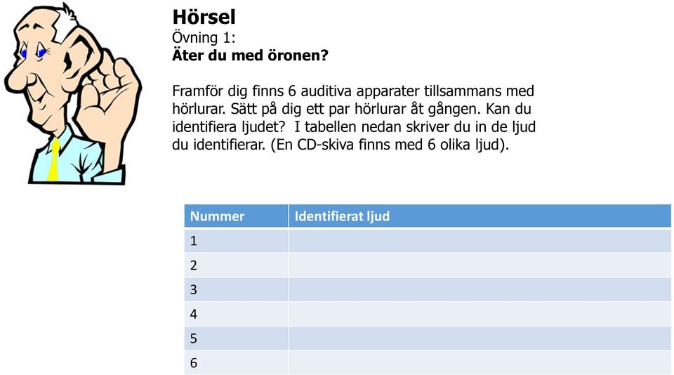 Sätt på dig ett par hörlurar åt gången. Kan du identifiera ljudet?