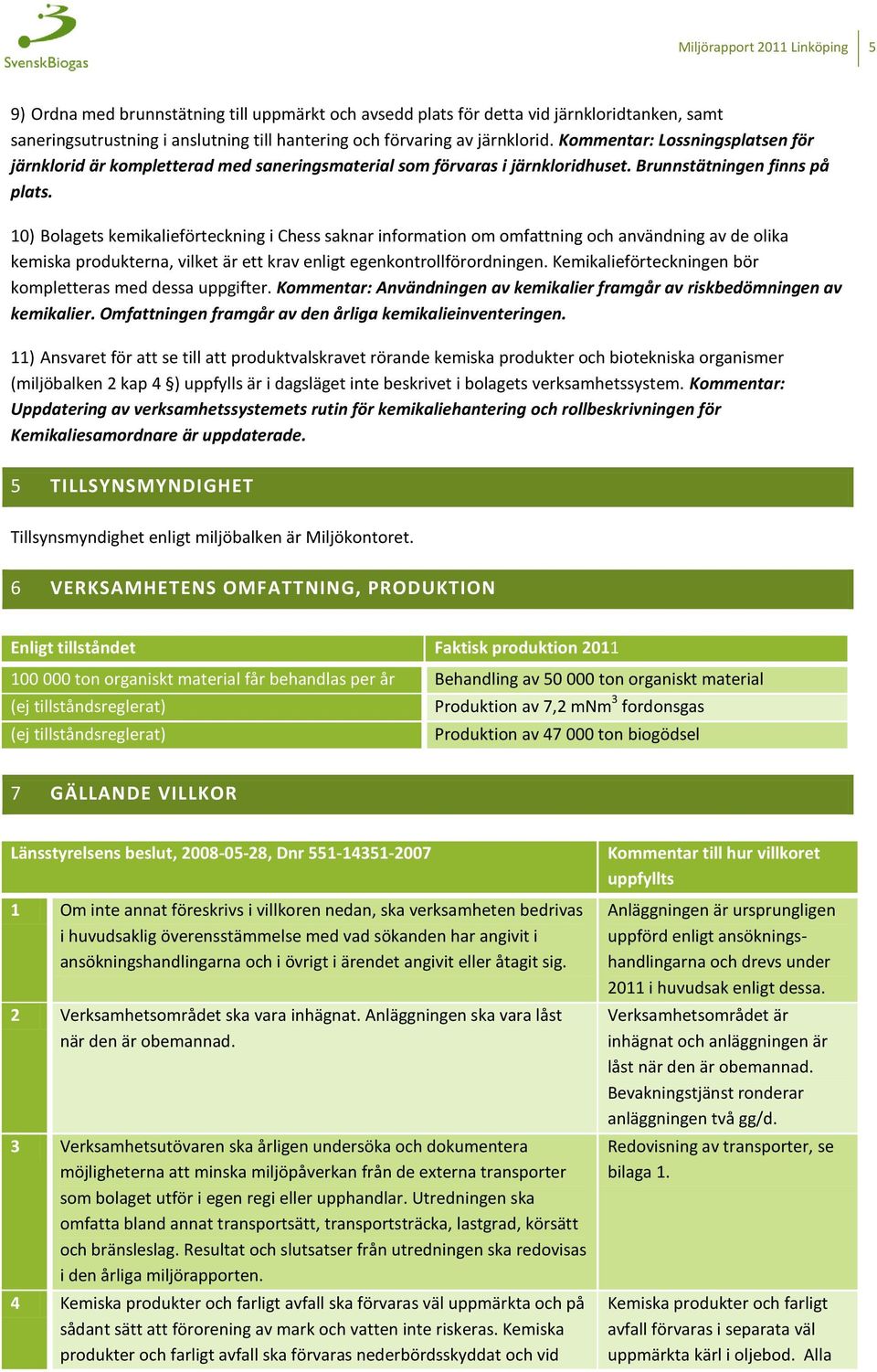 10) Bolagets kemikalieförteckning i Chess saknar information om omfattning och användning av de olika kemiska produkterna, vilket är ett krav enligt egenkontrollförordningen.