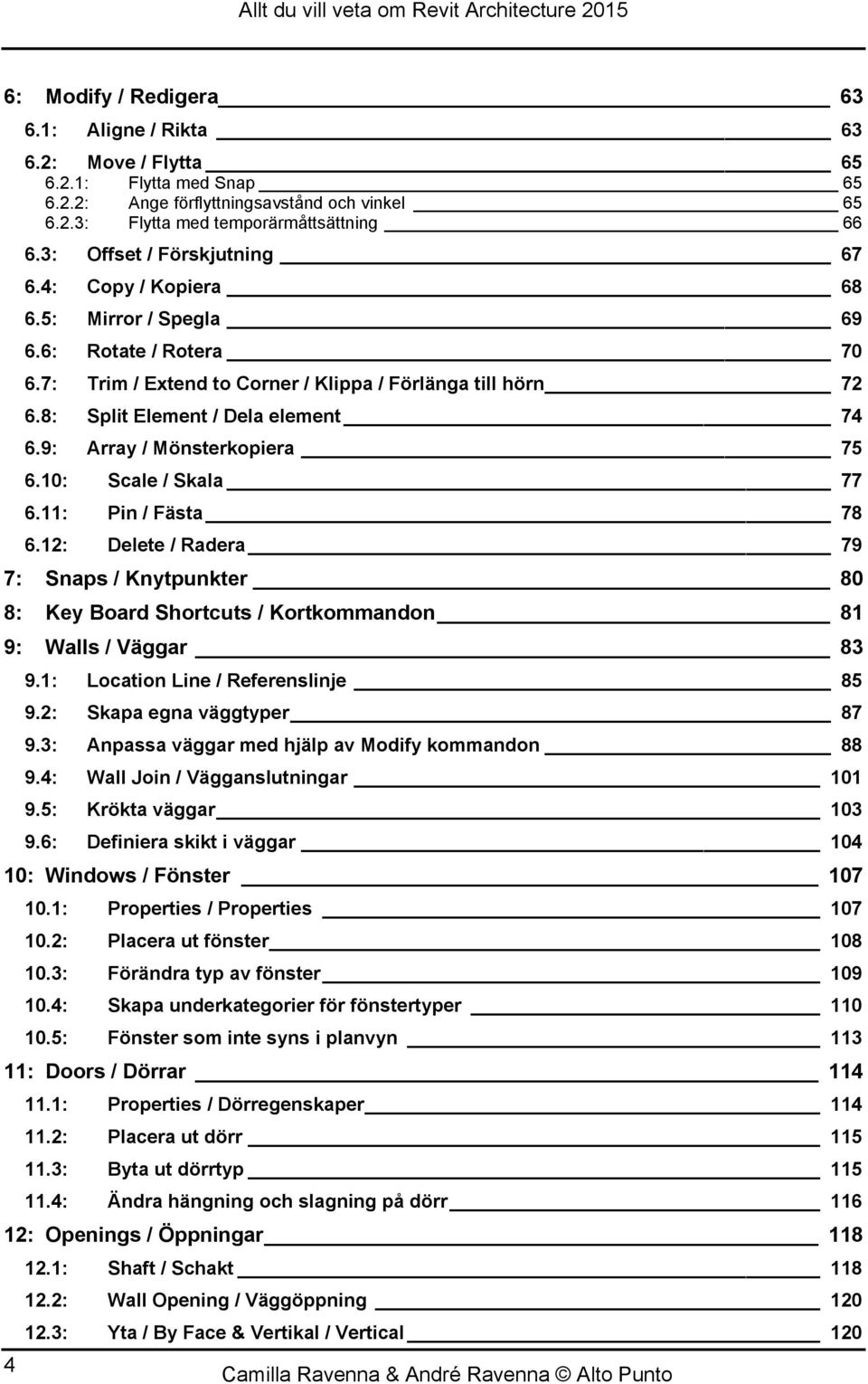 9: Array / Mönsterkopiera 75 6.10: Scale / Skala 77 6.11: Pin / Fästa 78 6.12: Delete / Radera 79 7: Snaps / Knytpunkter 80 8: Key Board Shortcuts / Kortkommandon 81 9: Walls / Väggar 83 9.
