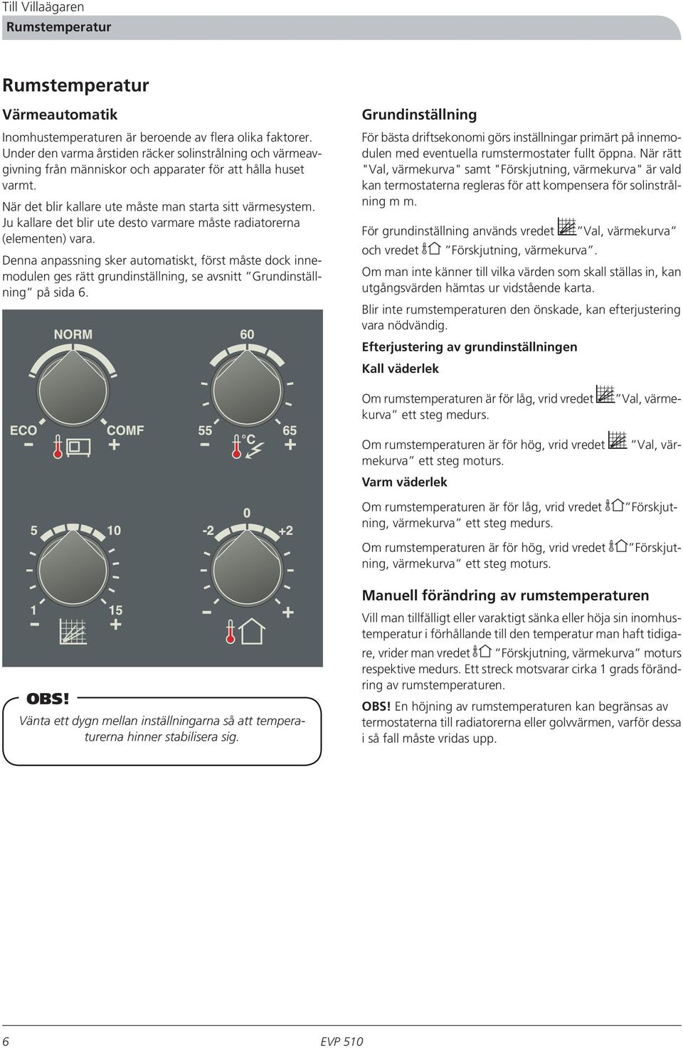 Ju kallare det blir ute desto varmare måste radiatorerna (elementen) vara.