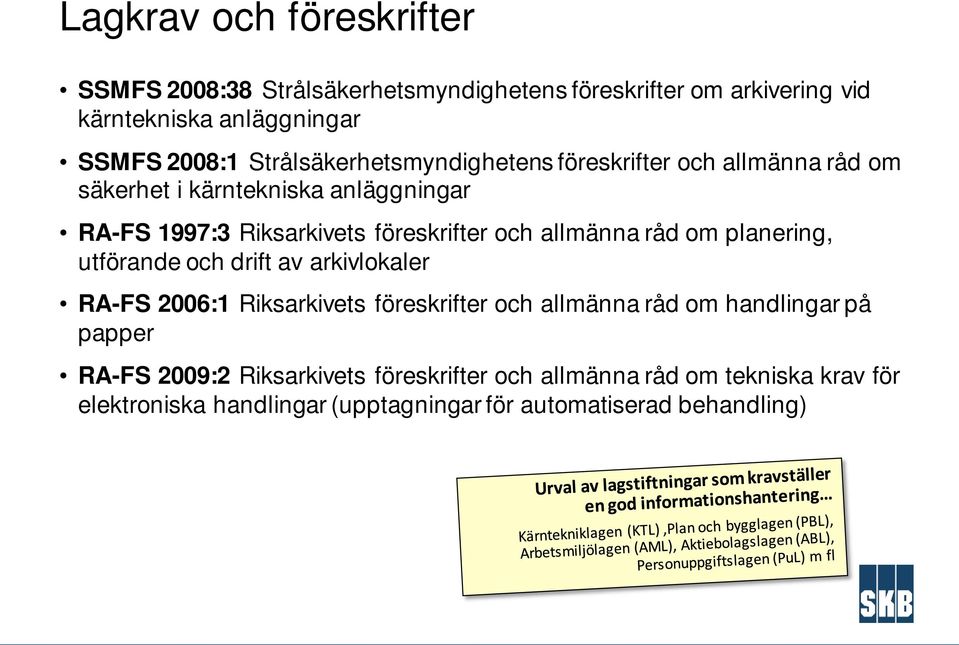 allmänna råd om planering, utförande och drift av arkivlokaler RA-FS 2006:1 Riksarkivets föreskrifter och allmänna råd om handlingar på