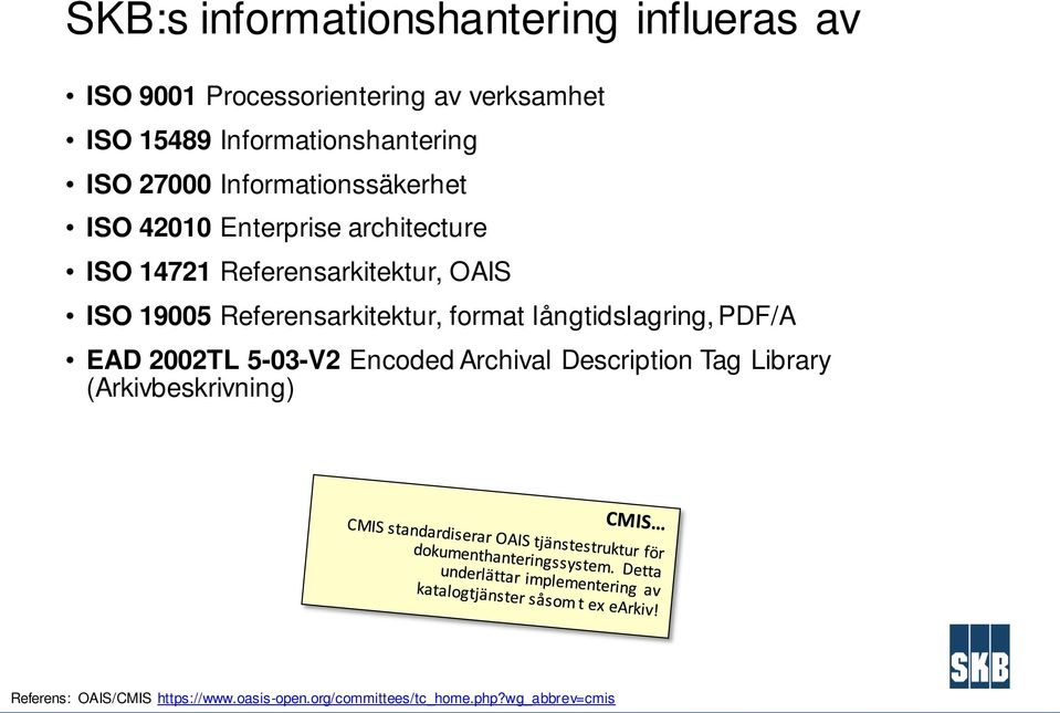Referensarkitektur, OAIS ISO 19005 Referensarkitektur, format långtidslagring, PDF/A EAD 2002TL 5-03-V2