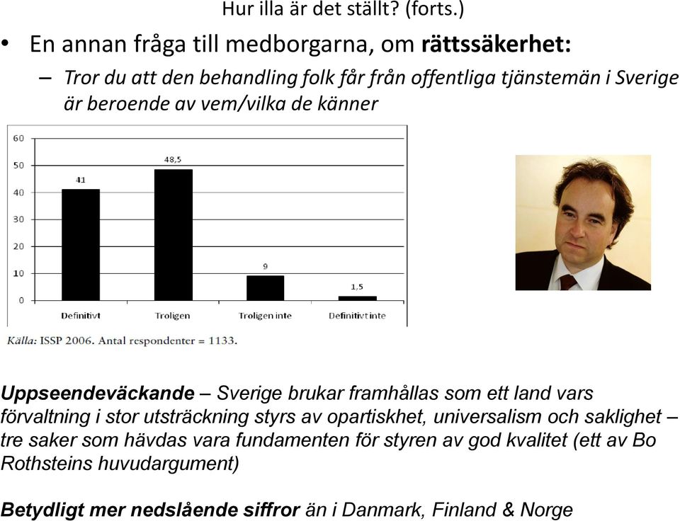Sverige är beroende av vem/vilka de känner Uppseendeväckande Sverige brukar framhållas som ett land vars förvaltning i stor
