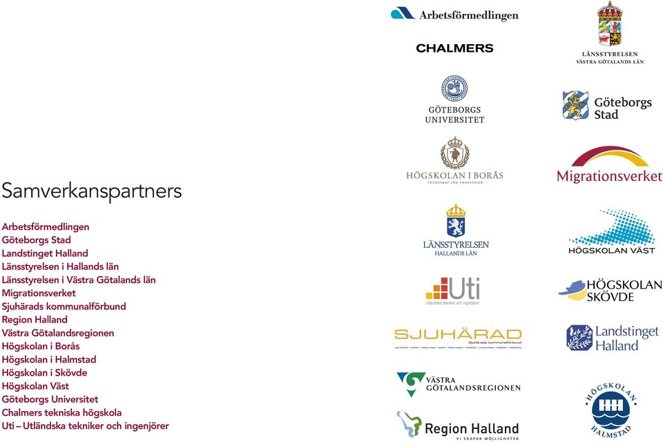 Region Halland Västra Götalandsregionen Högskolan i Borås Högskolan i Halmstad Högskolan i