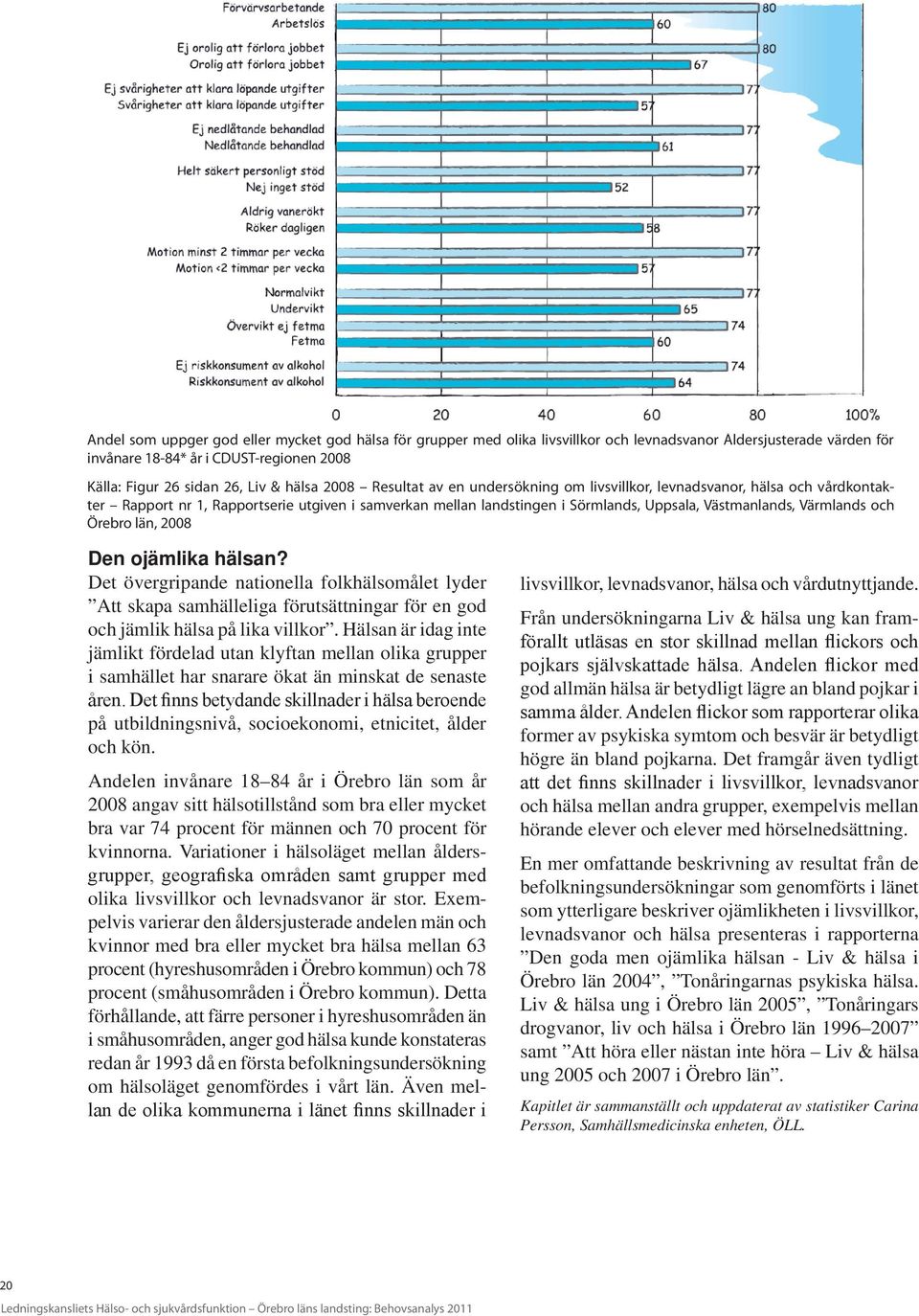 Värmlands och Örebro län, 2008 Den ojämlika hälsan? Det övergripande nationella folkhälsomålet lyder Att skapa samhälleliga förutsättningar för en god och jämlik hälsa på lika villkor.