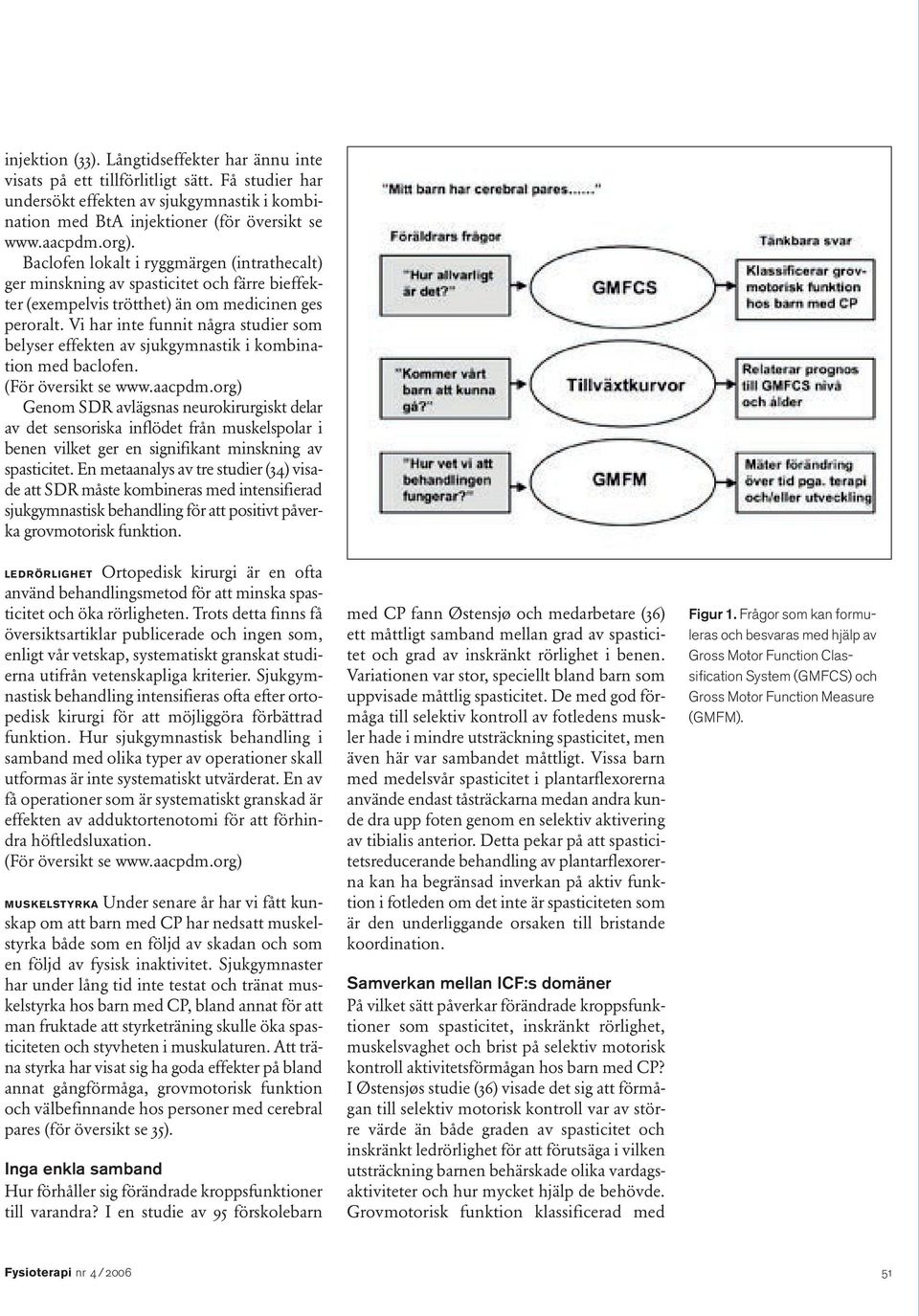 Vi har inte funnit några studier som belyser effekten av sjukgymnastik i kombination med baclofen. (För översikt se www.aacpdm.