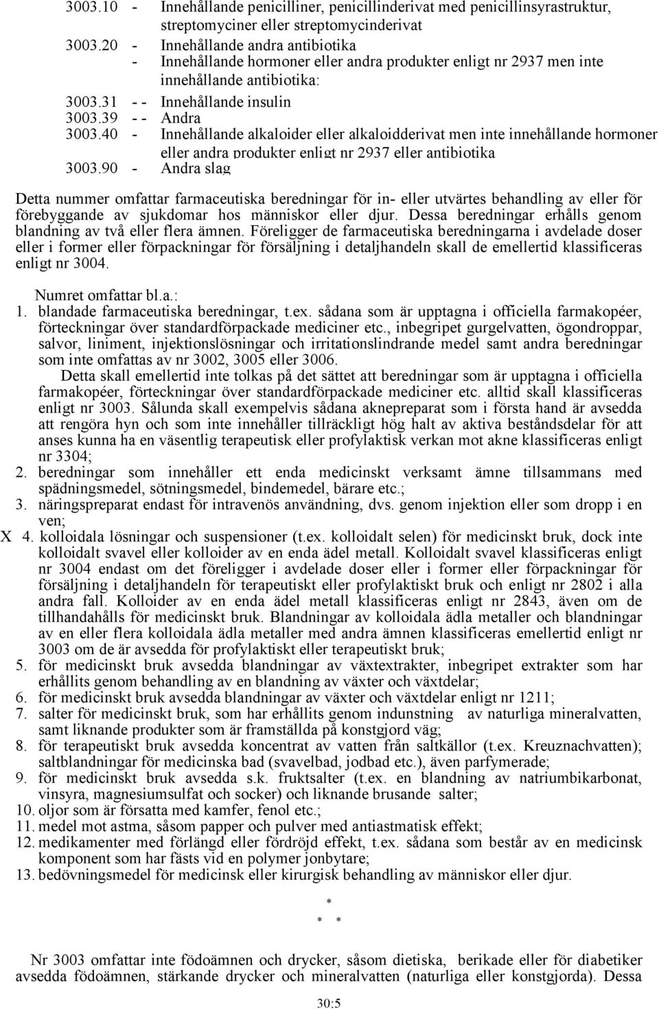 40 - Innehållande alkaloider eller alkaloidderivat men inte innehållande hormoner eller andra produkter enligt nr 2937 eller antibiotika 3003.