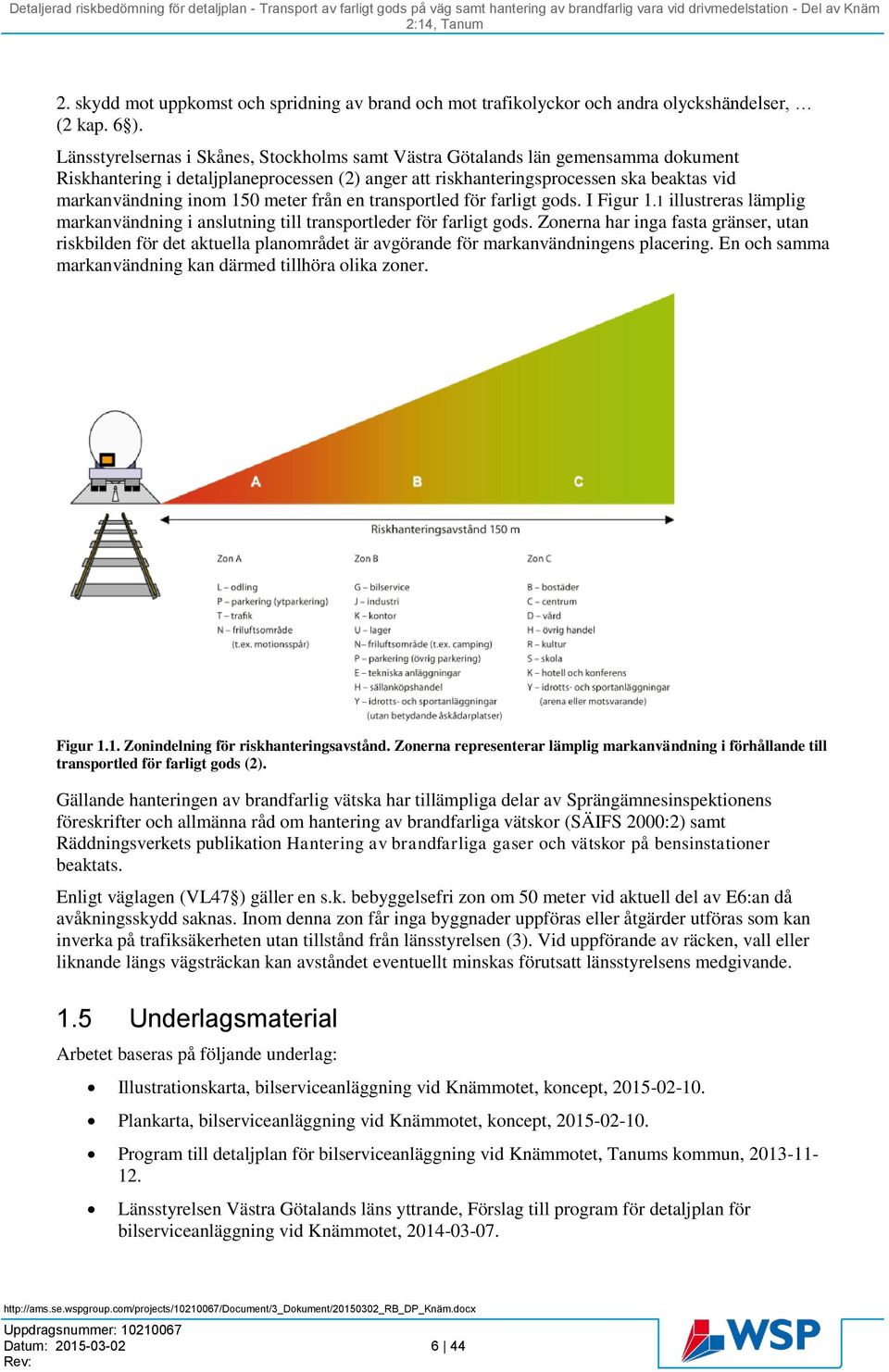 meter från en transportled för farligt gods. I Figur 1.1 illustreras lämplig markanvändning i anslutning till transportleder för farligt gods.