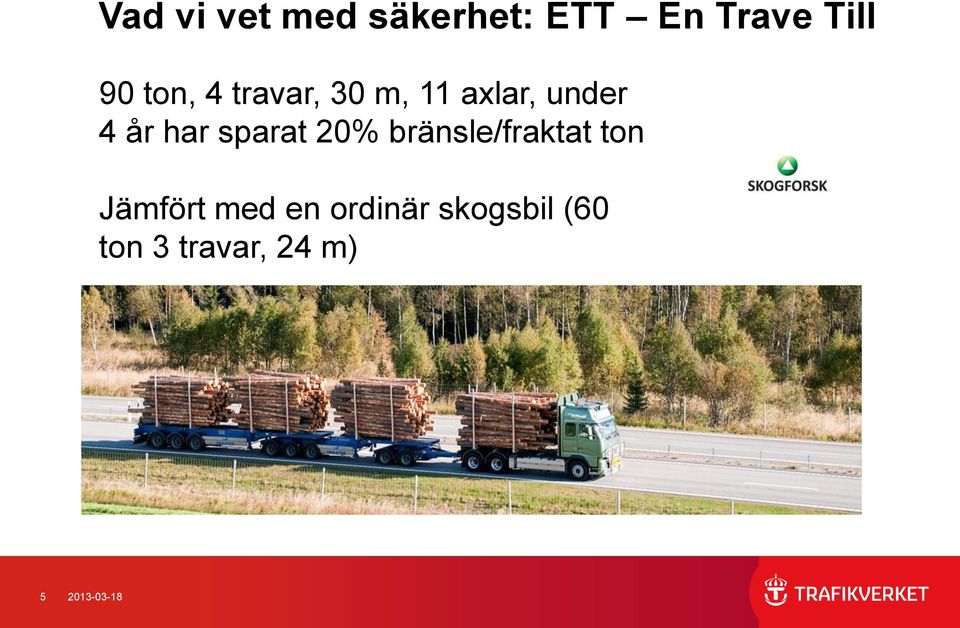 sparat 20% bränsle/fraktat ton Jämfört med en