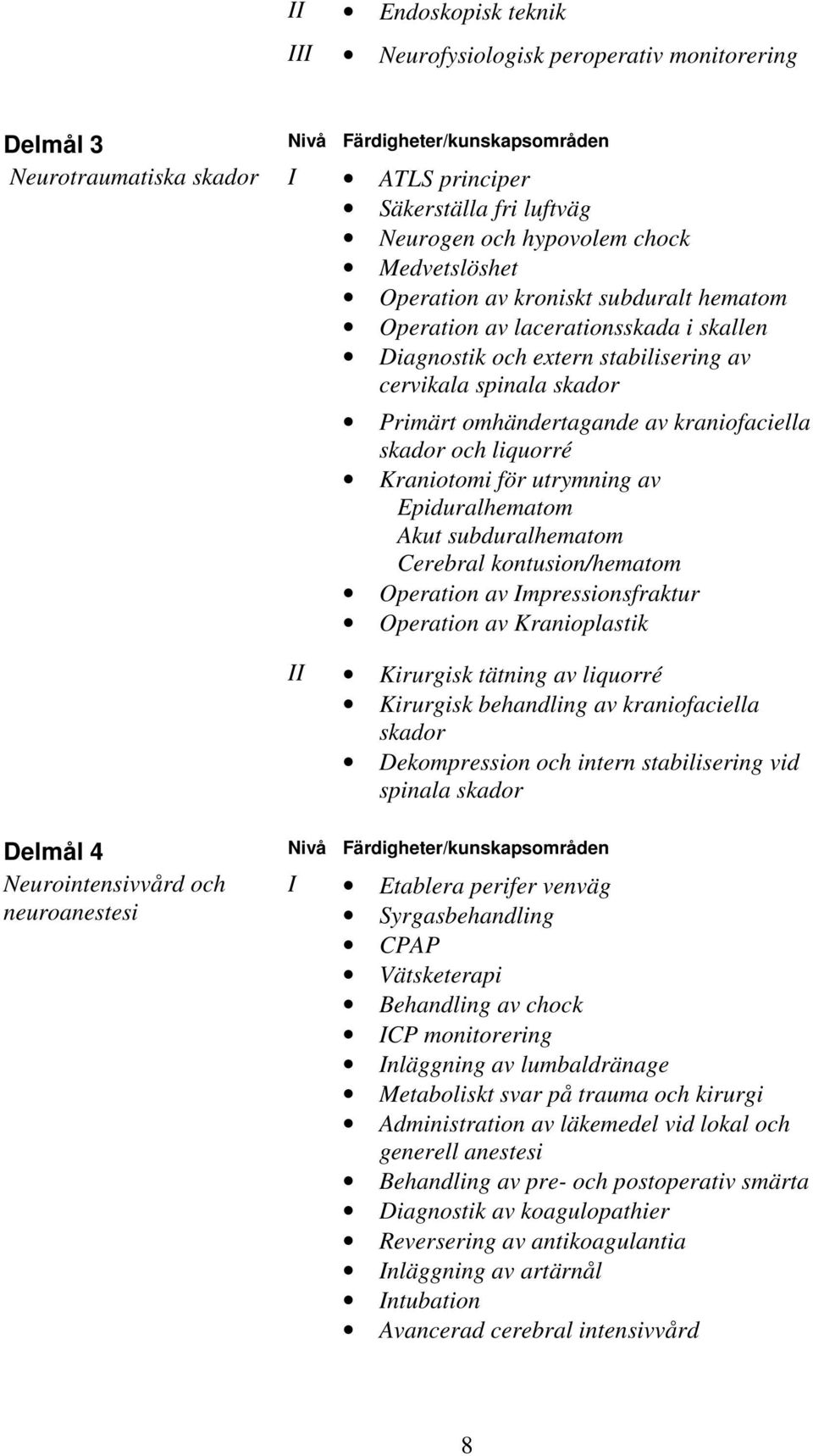 kraniofaciella skador och liquorré Kraniotomi för utrymning av Epiduralhematom Akut subduralhematom Cerebral kontusion/hematom Operation av Impressionsfraktur Operation av Kranioplastik II Kirurgisk