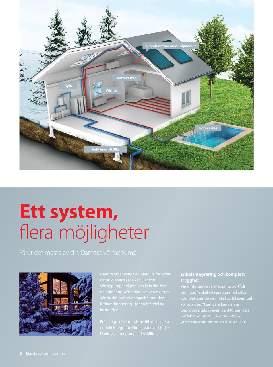 Från att ge tillskottsvärme till att leverera ett fullt integrerat värmesystem erbjuder Danfoss värmepumpar flexibilitet.
