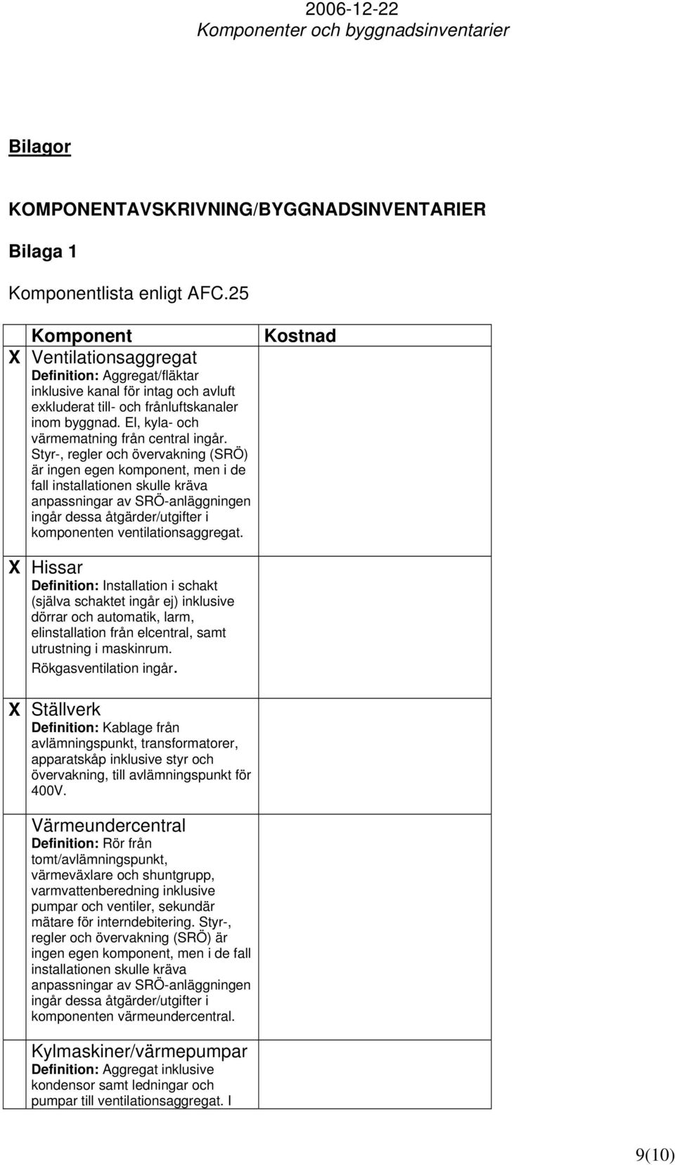 Styr-, regler och övervakning (SRÖ) är ingen egen komponent, men i de fall installationen skulle kräva anpassningar av SRÖ-anläggningen ingår dessa åtgärder/utgifter i komponenten