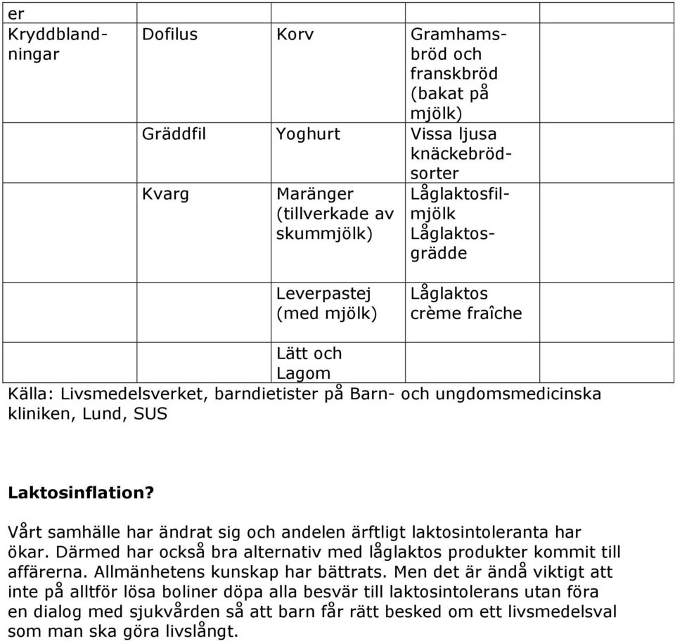 Vårt samhälle har ändrat sig och andelen ärftligt laktosintoleranta har ökar. Därmed har också bra alternativ med låglaktos produkter kommit till affärerna. Allmänhetens kunskap har bättrats.