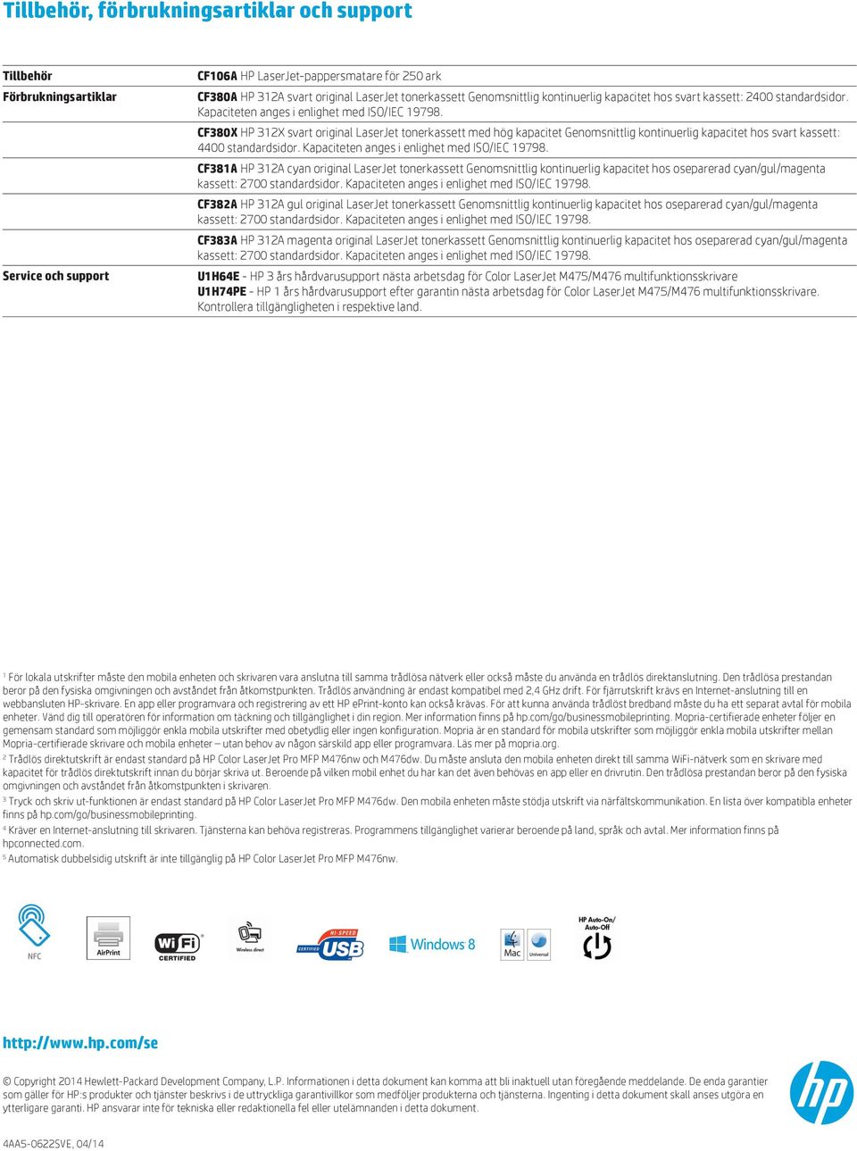 CF380X HP 312X svart original LaserJet tonerkassett med hög kapacitet Genomsnittlig kontinuerlig kapacitet hos svart kassett: 4400 standardsidor. Kapaciteten anges i enlighet med ISO/IEC 19798.