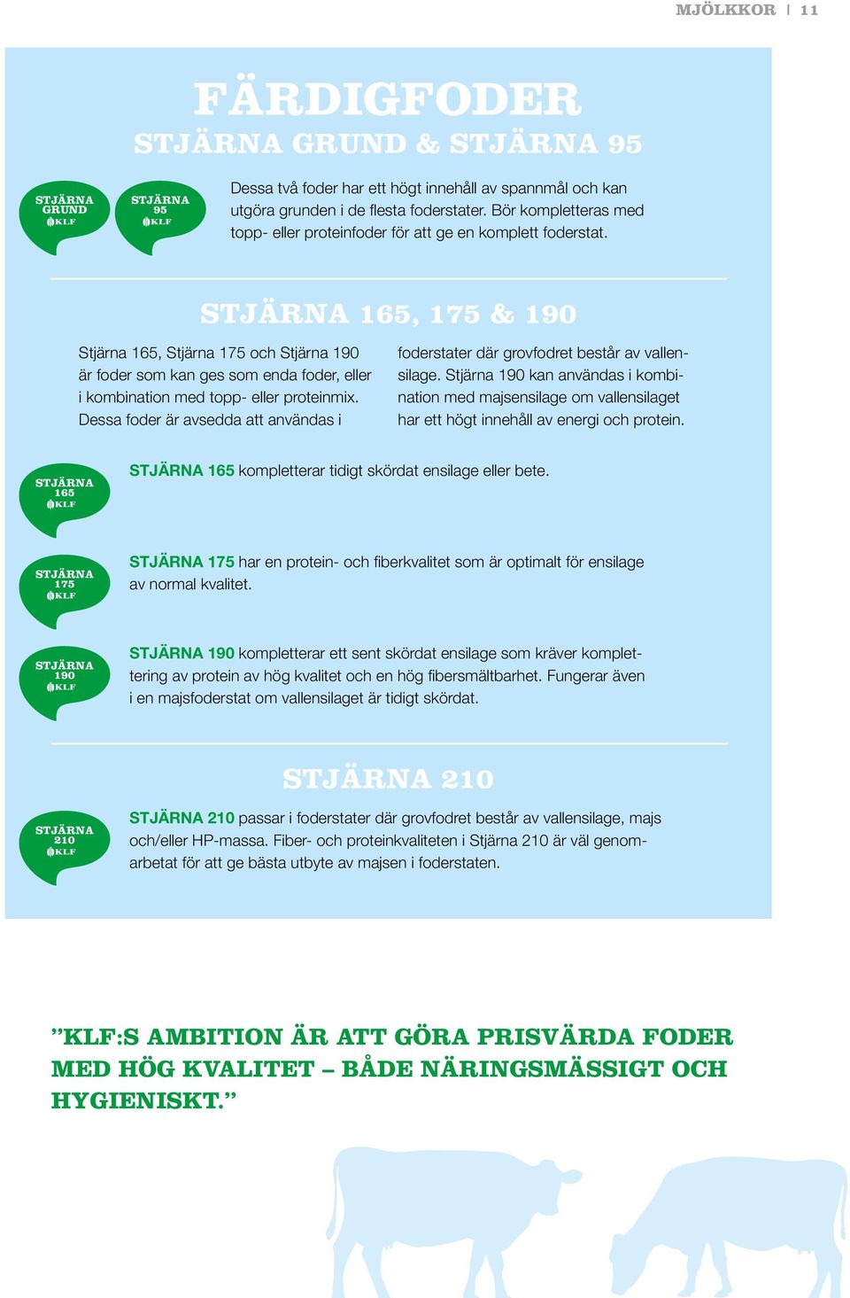 Stjärna 165, 175 & 190 Stjärna 165, Stjärna 175 och Stjärna 190 är foder som kan ges som enda foder, eller i kombination med topp- eller proteinmix.