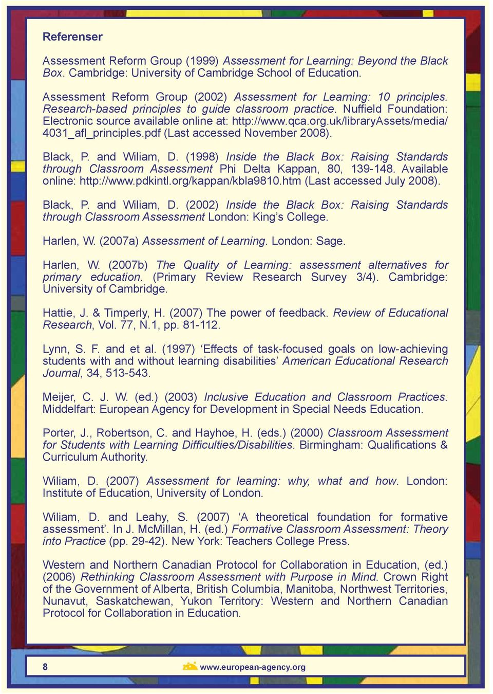 qca.org.uk/libraryassets/media/ 4031_afl_principles.pdf (Last accessed November 2008). Black, P. and Wiliam, D.