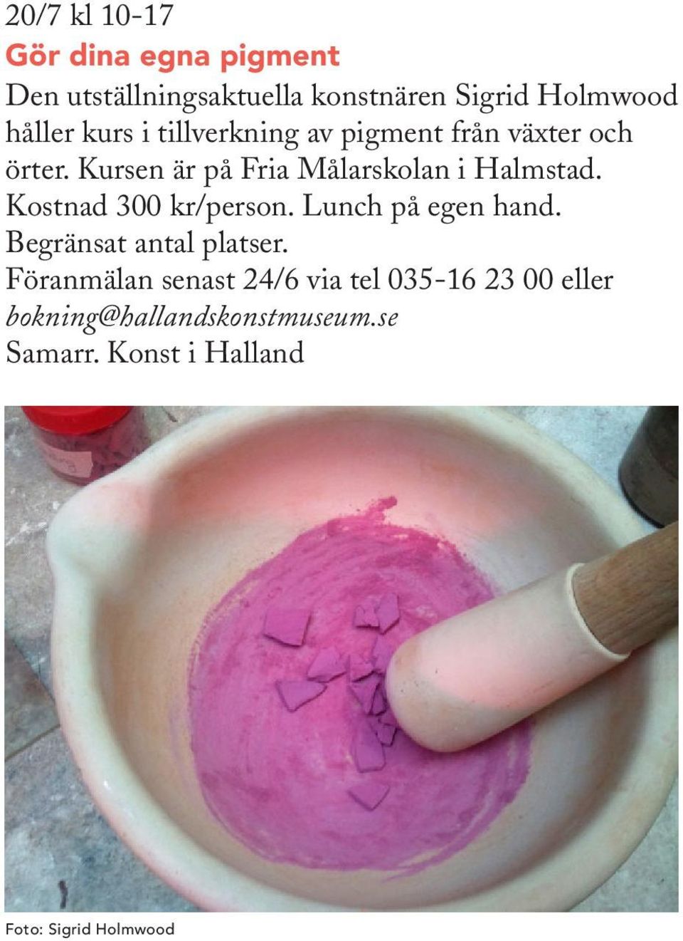 Kostnad 300 kr/person. Lunch på egen hand. Begränsat antal platser.