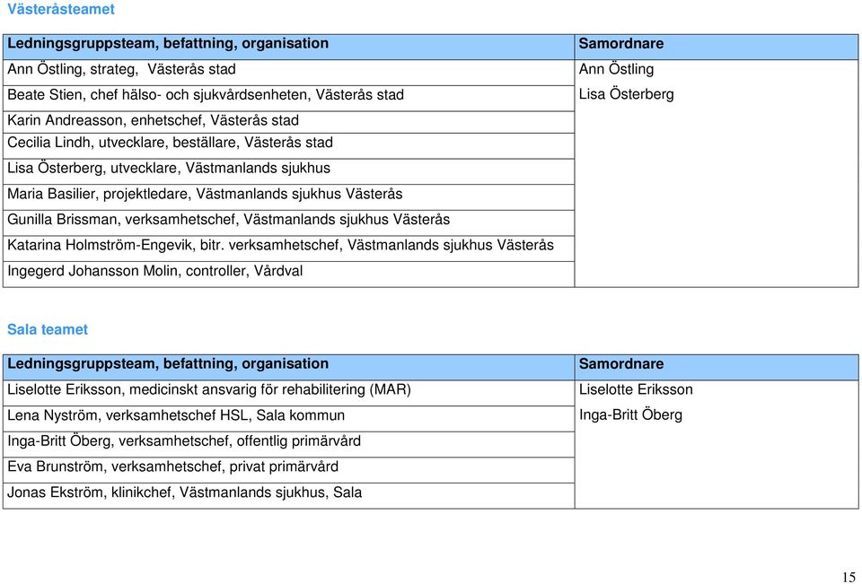 verksamhetschef, Västmanlands sjukhus Västerås Katarina Holmström-Engevik, bitr.