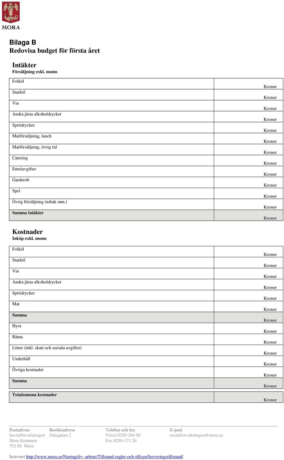 Catering Entréavgifter Garderob Spel Övrig försäljning (tobak mm.) Summa intäkter Kostnader Inköp exkl.