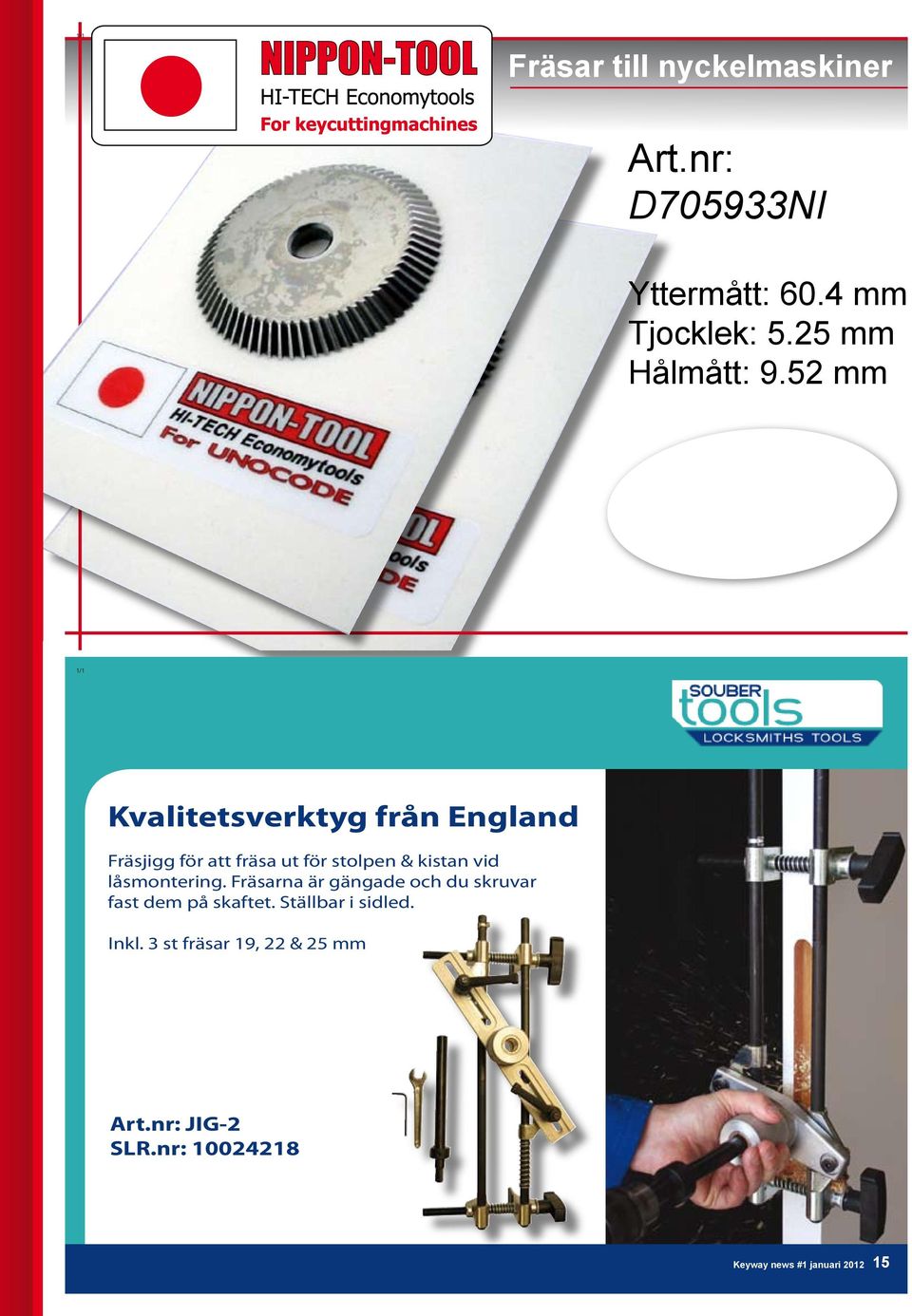 52 mm 1/1 Kvalitetsverktyg från England Fräsjigg för att fräsa ut för stolpen & kistan vid
