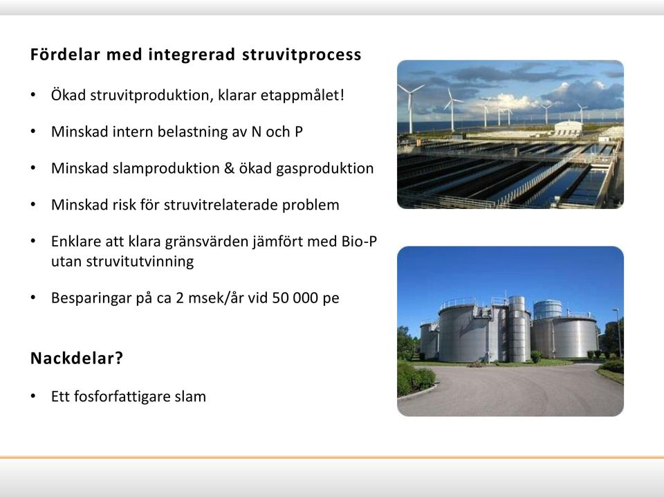 risk för struvitrelaterade problem Enklare att klara gränsvärden jämfört med Bio-P utan