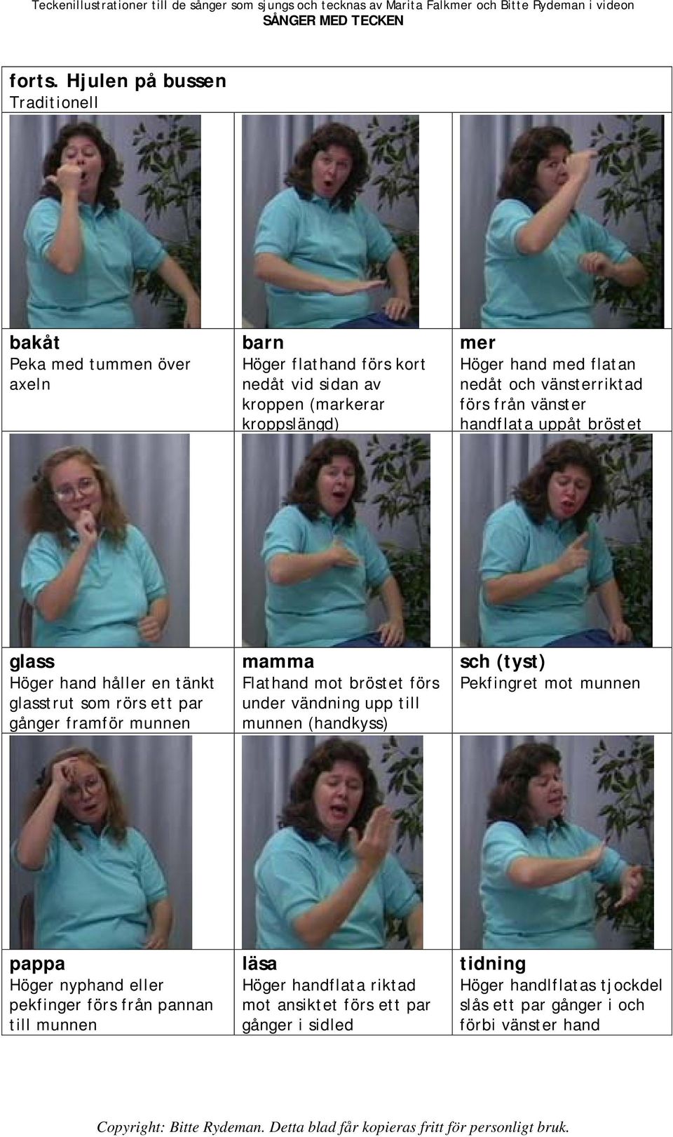 flatan nedåt och vänsterriktad förs från vänster handflata uppåt bröstet glass Höger hand håller en tänkt glasstrut som rörs ett par gånger framför munnen mamma