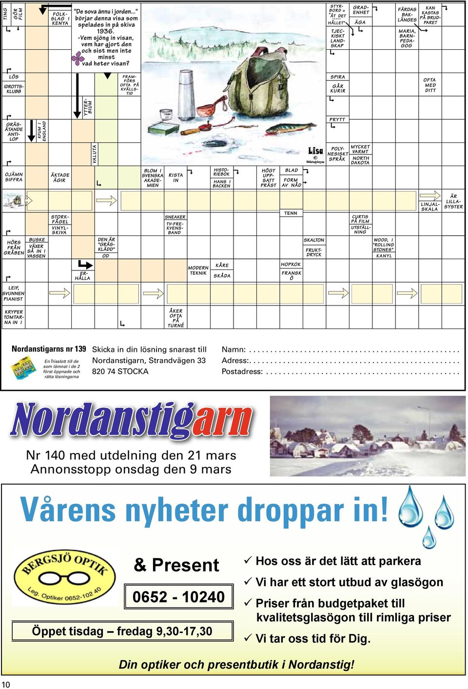 .. Nordatigar Nr 140 med utdelig de 21 mar Aotopp odag de 9 mar Våre yheter droppar i!