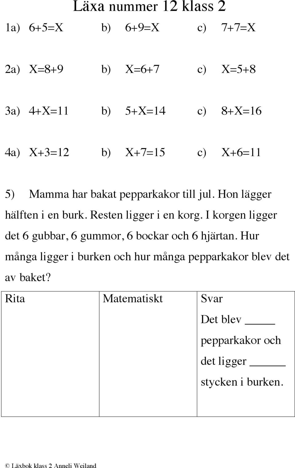 Hon lägger hälften i en burk. Resten ligger i en korg.