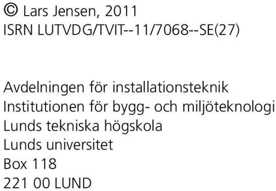 installationsteknik Institutionen för bygg-