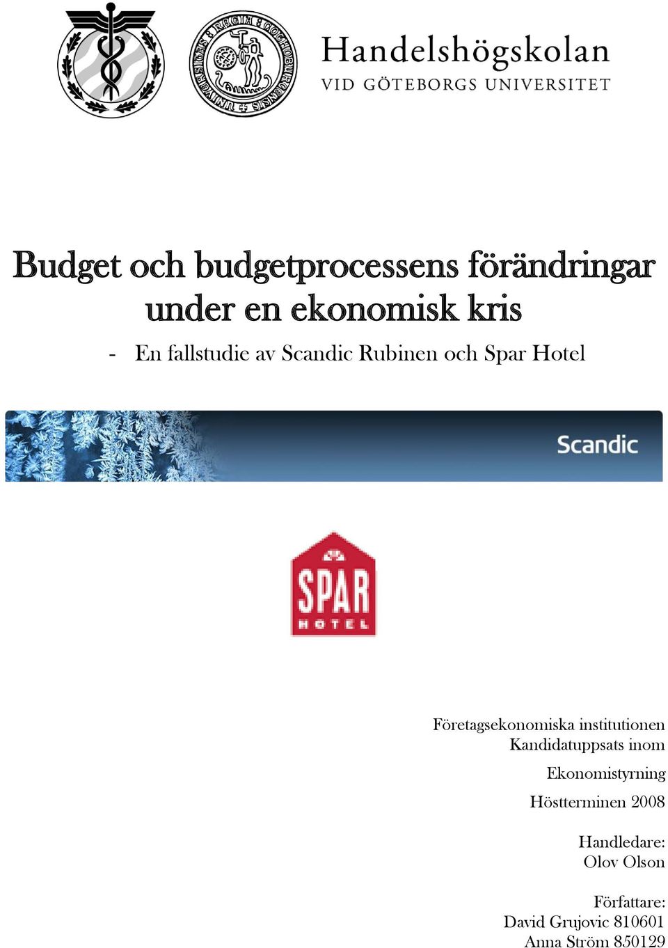 institutionen Kandidatuppsats inom Ekonomistyrning Höstterminen 2008