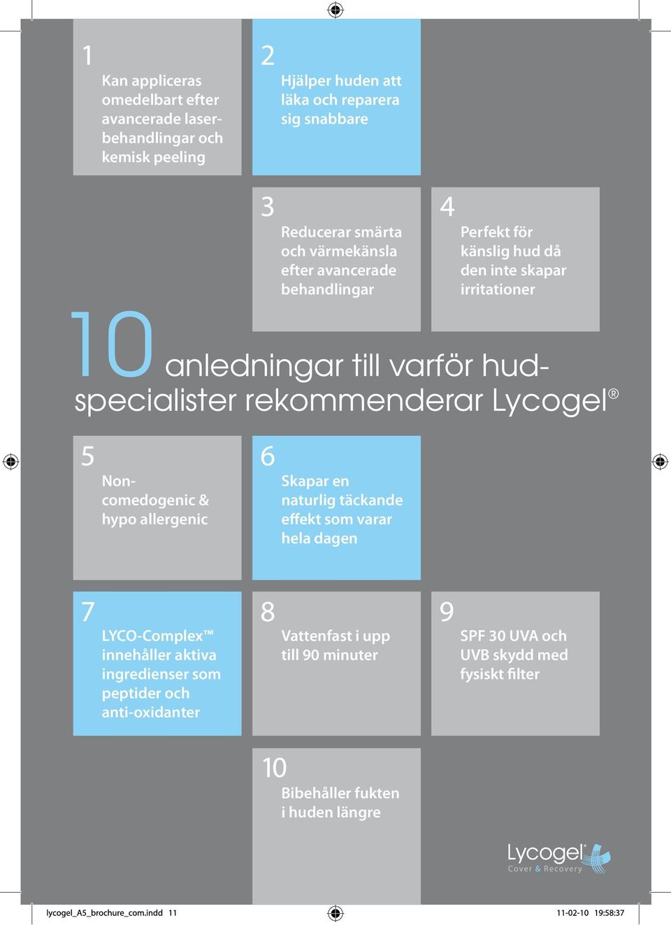 rekommenderar Lycogel Noncomedogenic & hypo allergenic Skapar en naturlig täckande effekt som varar hela dagen LYCO-Complex innehåller aktiva