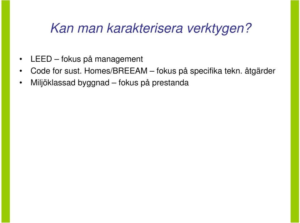 Homes/BREEAM fokus på specifika tekn.