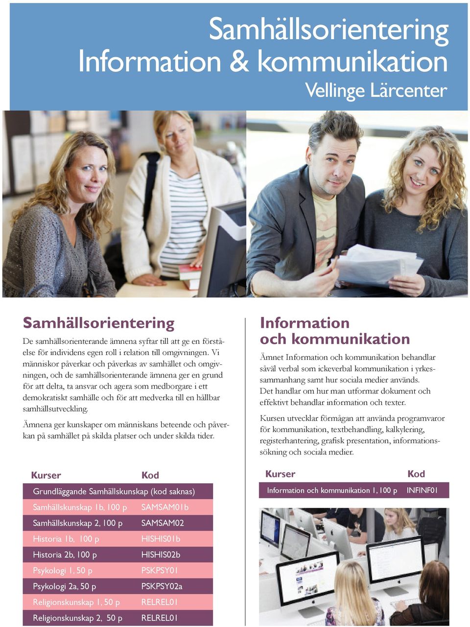att medverka till en hållbar samhällsutveckling. Ämnena ger kunskaper om människans beteende och påverkan på samhället på skilda platser och under skilda tider.