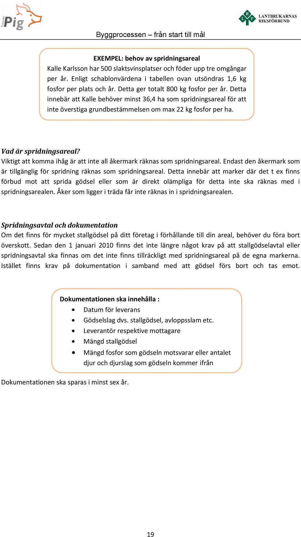 Viktigt att komma ihåg är att inte all åkermark räknas som spridningsareal. Endast den åkermark som är tillgänglig för spridning räknas som spridningsareal.