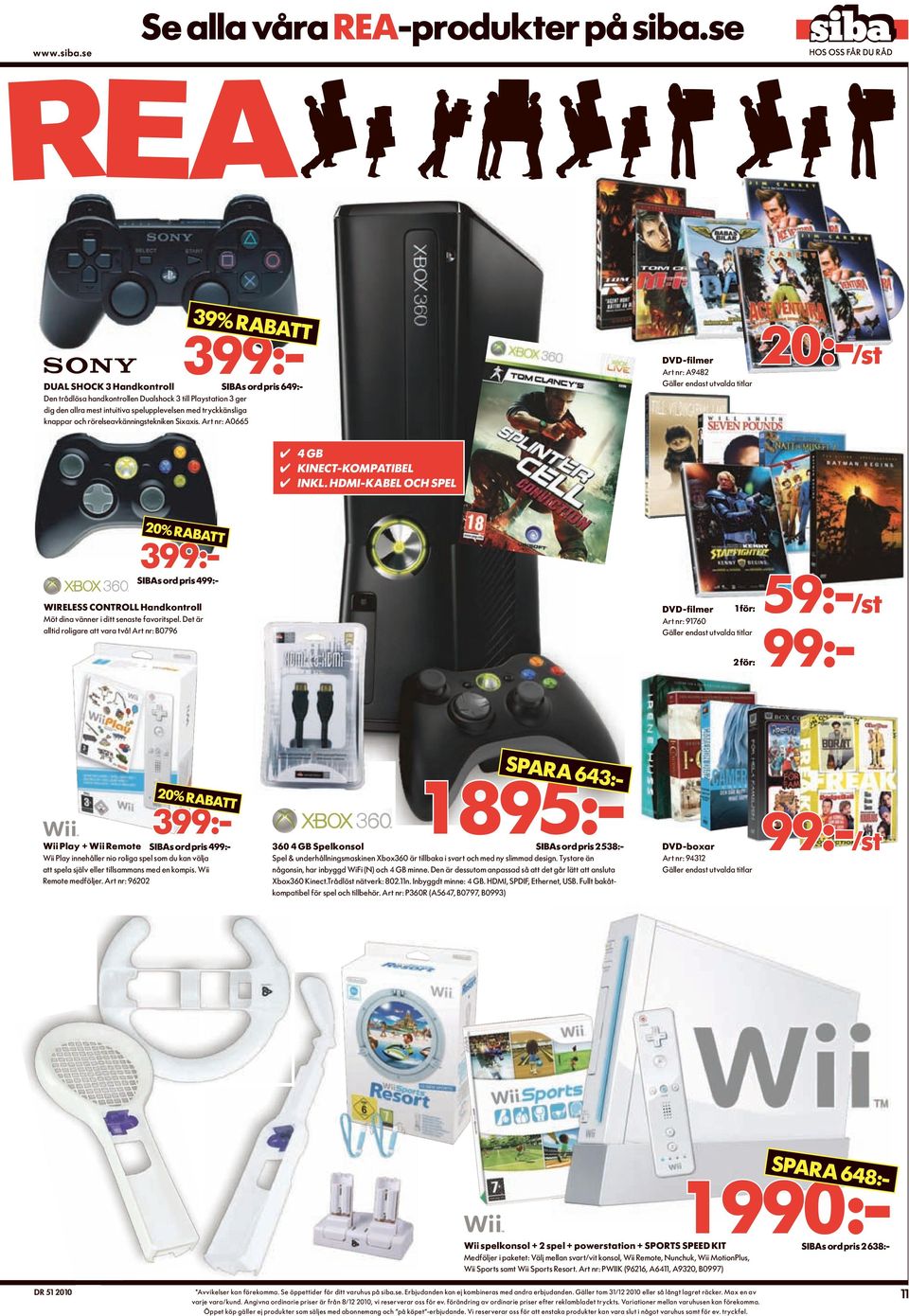 HDmI-KABEl OCH SPEl 20% RAB ATT 399:- SIBAs ord pris 499:WIRElESS COnTROll Handkontroll DVD-filmer Möt dina vänner i ditt senaste favoritspel. Det är alltid roligare att vara två!