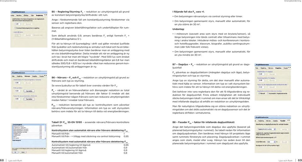 Som default används 0,9, annars beräknas F c enligt formeln F c = (1+Bibehållningsfaktor/2 ).
