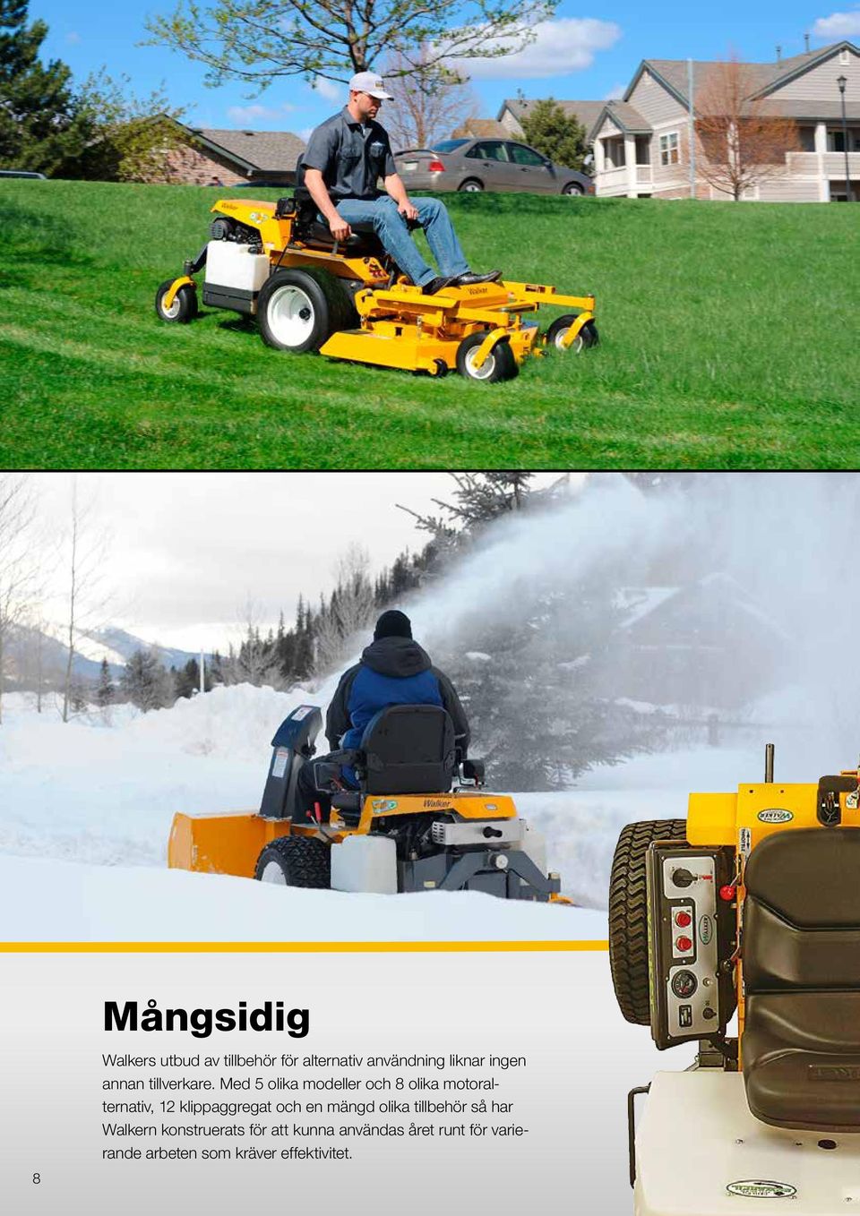 Med 5 olika modeller och 8 olika motoralternativ, 12 klippaggregat och en