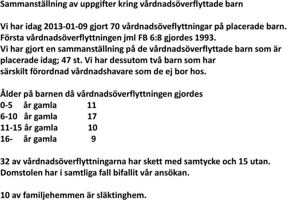 Vi har dessutom två barn som har särskilt förordnad vårdnadshavare som de ej bor hos.