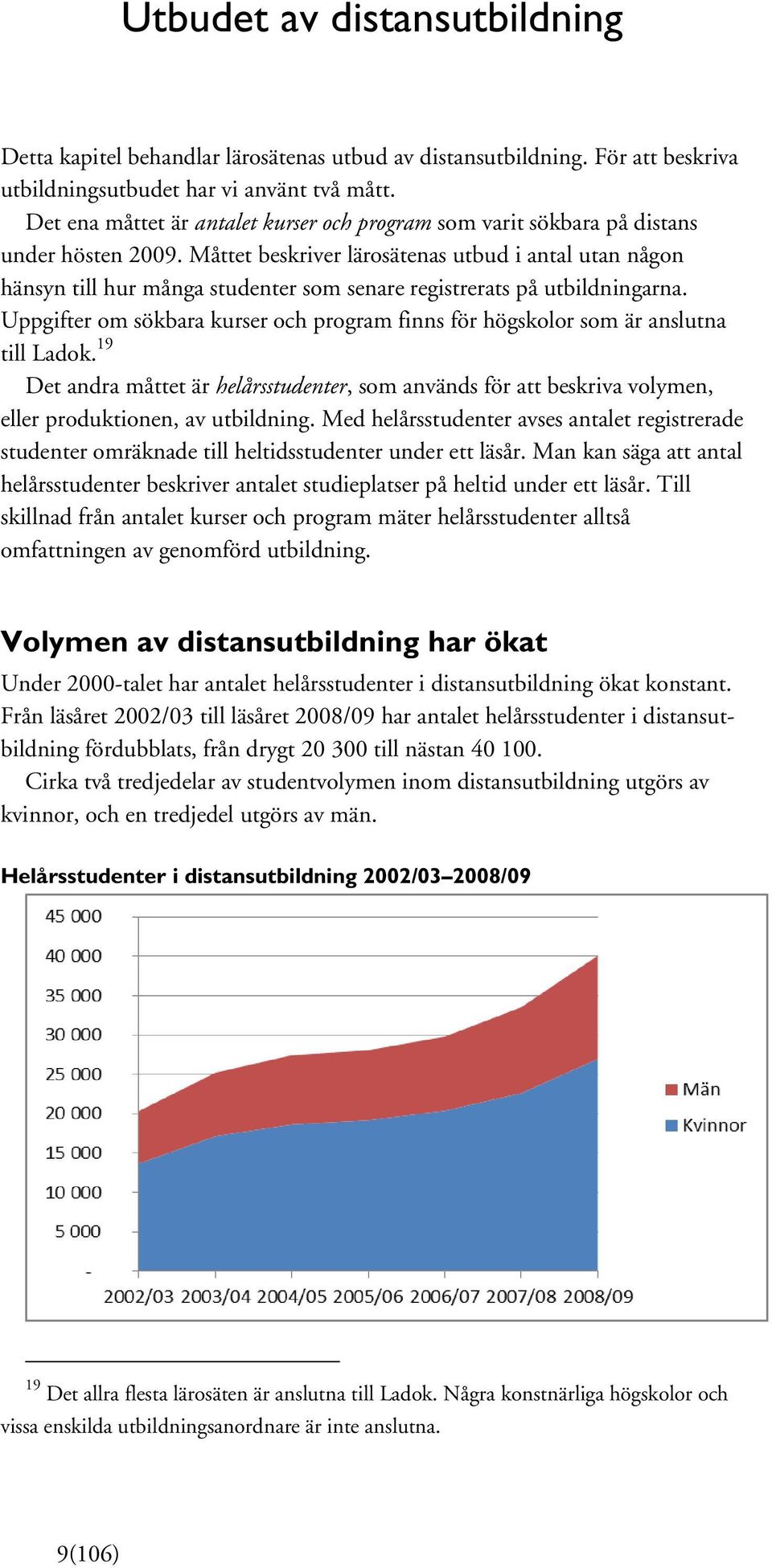 Måttet beskriver lärosätenas utbud i antal utan någon hänsyn till hur många studenter som senare registrerats på utbildningarna.