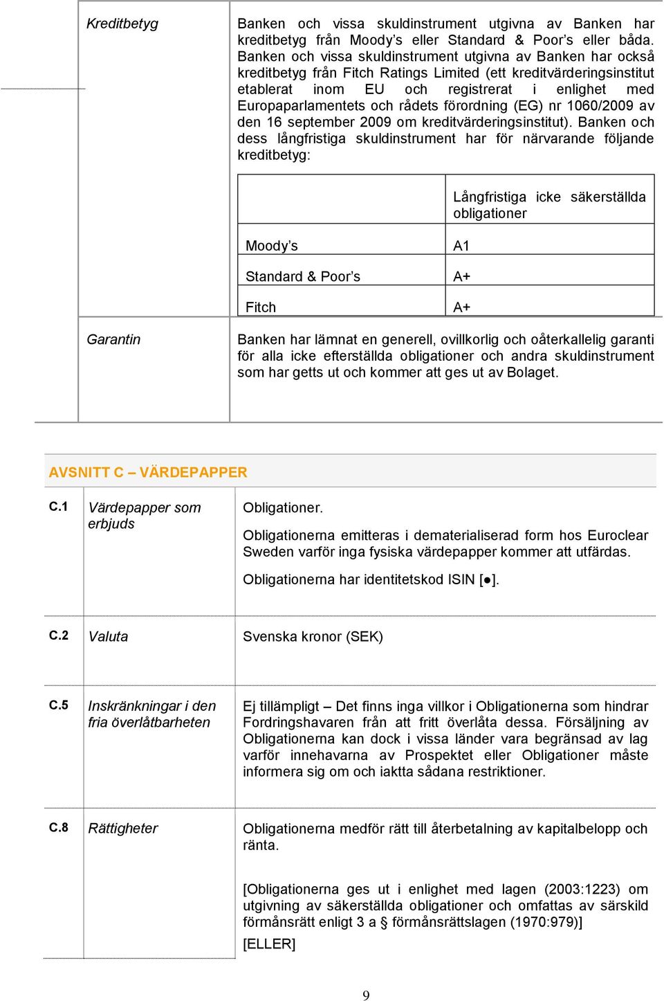 och rådets förordning (EG) nr 1060/2009 av den 16 september 2009 om kreditvärderingsinstitut).