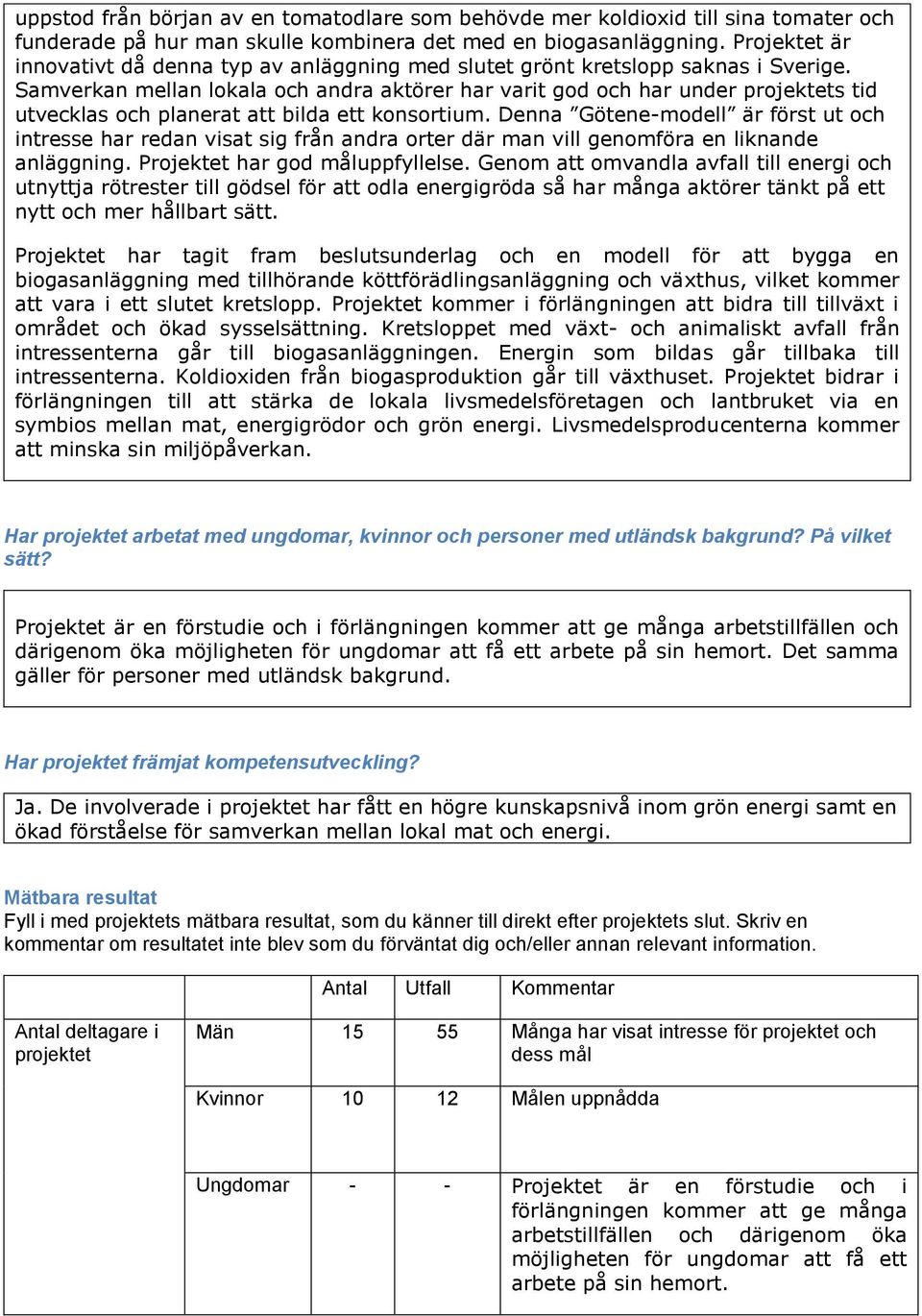 Samverkan mellan lokala och andra aktörer har varit god och har under projektets tid utvecklas och planerat att bilda ett konsortium.