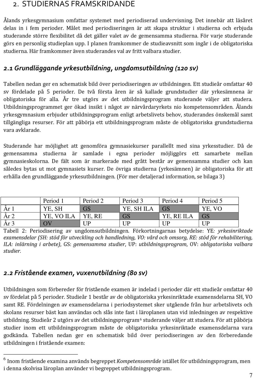 För varje studerande görs en personlig studieplan upp. I planen framkommer de studieavsnitt som ingår i de obligatoriska studierna. Här framkommer även studerandes val av fritt valbara studier. 2.