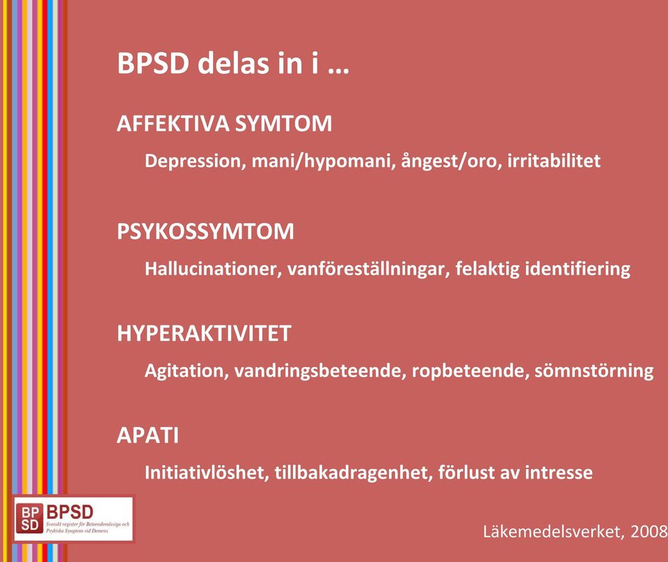 identifiering HYPERAKTIVITET Agitation, vandringsbeteende, ropbeteende,